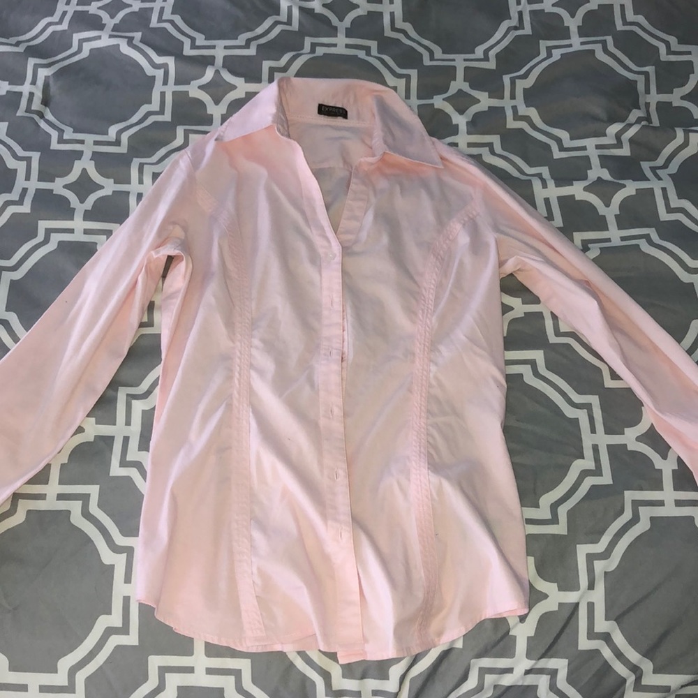 Baby pink button-up work shirt